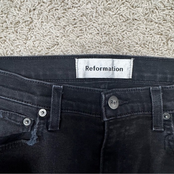 Reformation Lane Jumper Black Denim Jeans Zip Up Leg Size 26 - Picture 2 of 7